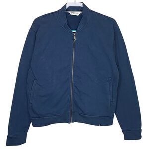 American Giant Jacket Womens Large Blue Fleece Bomber Full Zip Heavy Pockets NWT